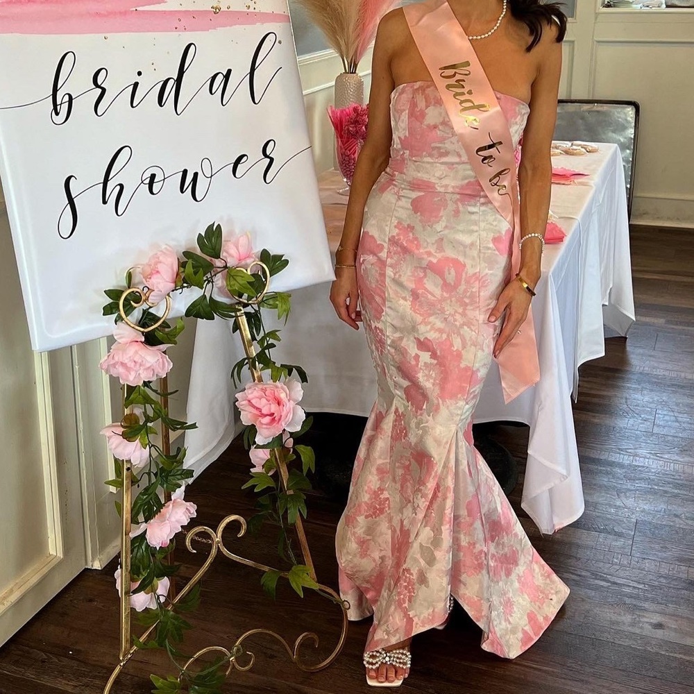 Revolve pink and white floral dress Urgonia Gown